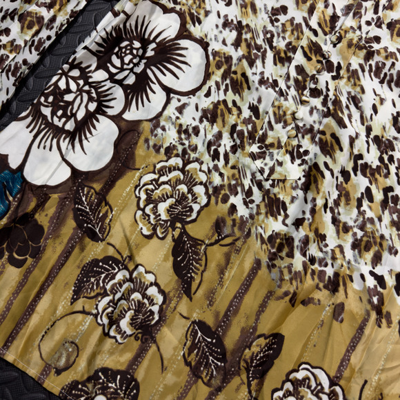 Chico's Blouse Top Womens XL Multicolor Floral Long Sleeve 100% Polyester Preppy - Picture 5 of 7